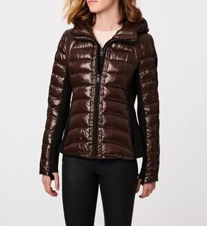 Bernardo Chocolate Hooded Water Resistant Packable Puffer Jacket, Sz M -- NWT